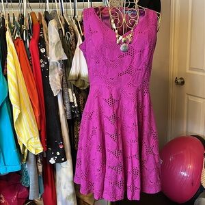 ANTONIO MELANI Pink Sleeveless V-Neck Midi Dress